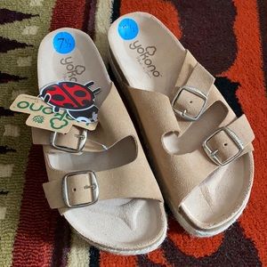 Yokono summer flat suede sandals platform size 7.5